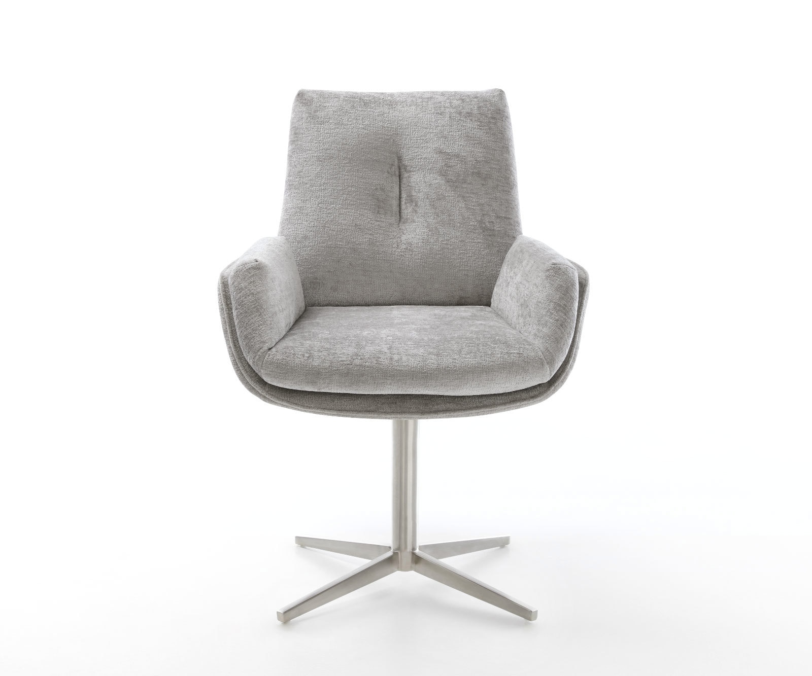 Chaise-pivotante Clea-Flex chenille gris argenté pied de chaise 4 branches acier inoxydable brossé pivotement sur 360° 1 Chaise-pivotante Clea-Flex chenille gris argenté pied de chaise 4 branches acier inoxydable brossé pivotement sur 360° 1