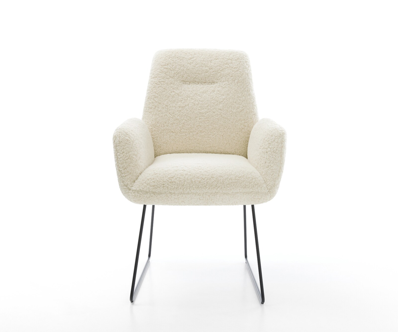 Chaise-de-salle-à-manger Zoa-Flex tissu teddy beige pied trapèze noir resorts ensachés 1