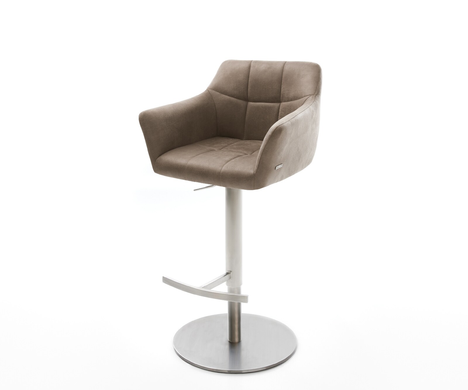 Chaise-de-bar Yulo-Flex vintage taupe base tournante réglable en haut acier inoxydable