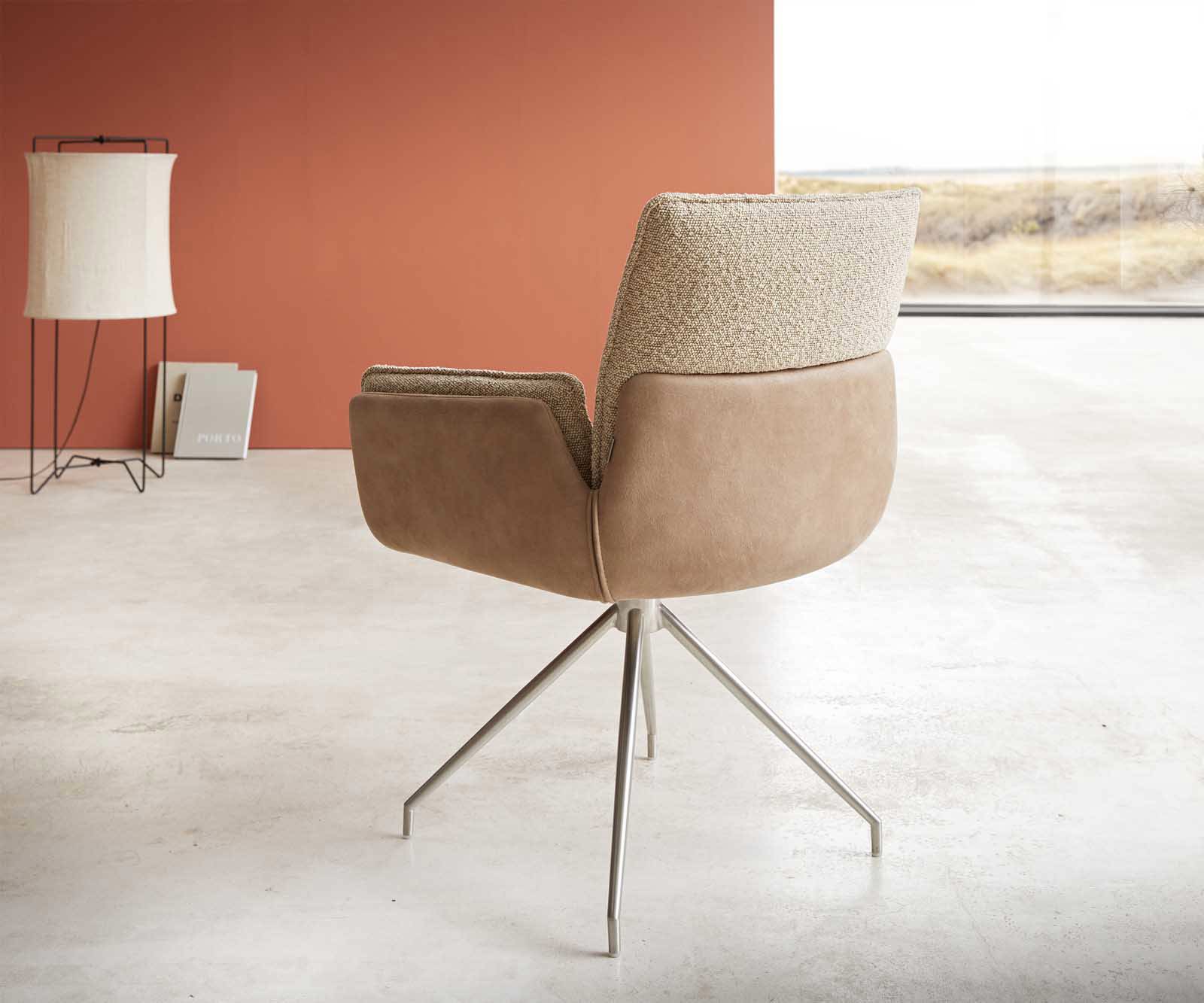 Chaise-pivotante Nela-Flex tissu mixte couleur boue pied croisé conique acier inoxydable brossé pivotement sur 180° 4 Chaise-pivotante Nela-Flex tissu mixte couleur boue pied croisé conique acier inoxydable brossé pivotement sur 180° 4