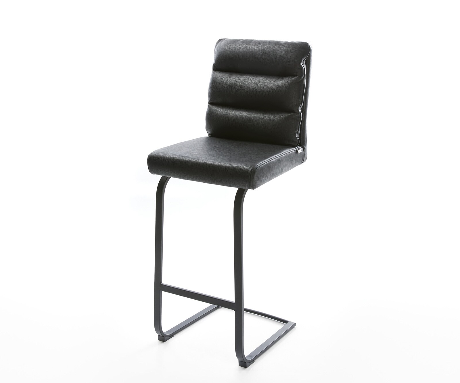 Chaise-de-bar Pela-Flex cuir véritable noir chaise cantilever métal plat