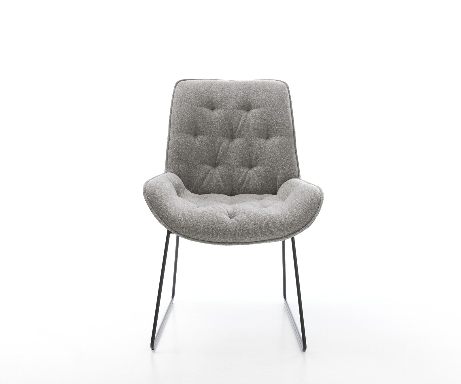 Chaise-de-salle-à-manger Taimi-Flex tissu structuré doux gris pied trapèze noir 2