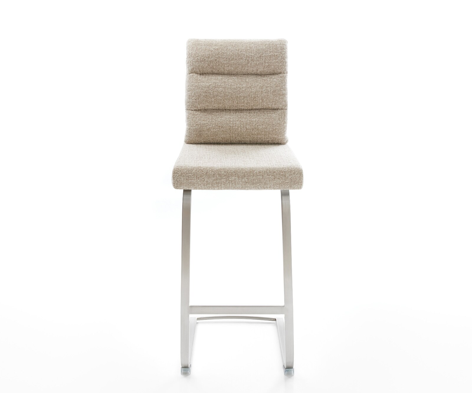 Chaise-de-bar Pela-Flex Tissu tissé doux Beige Pied cantilever acier inoxydable Argent 1