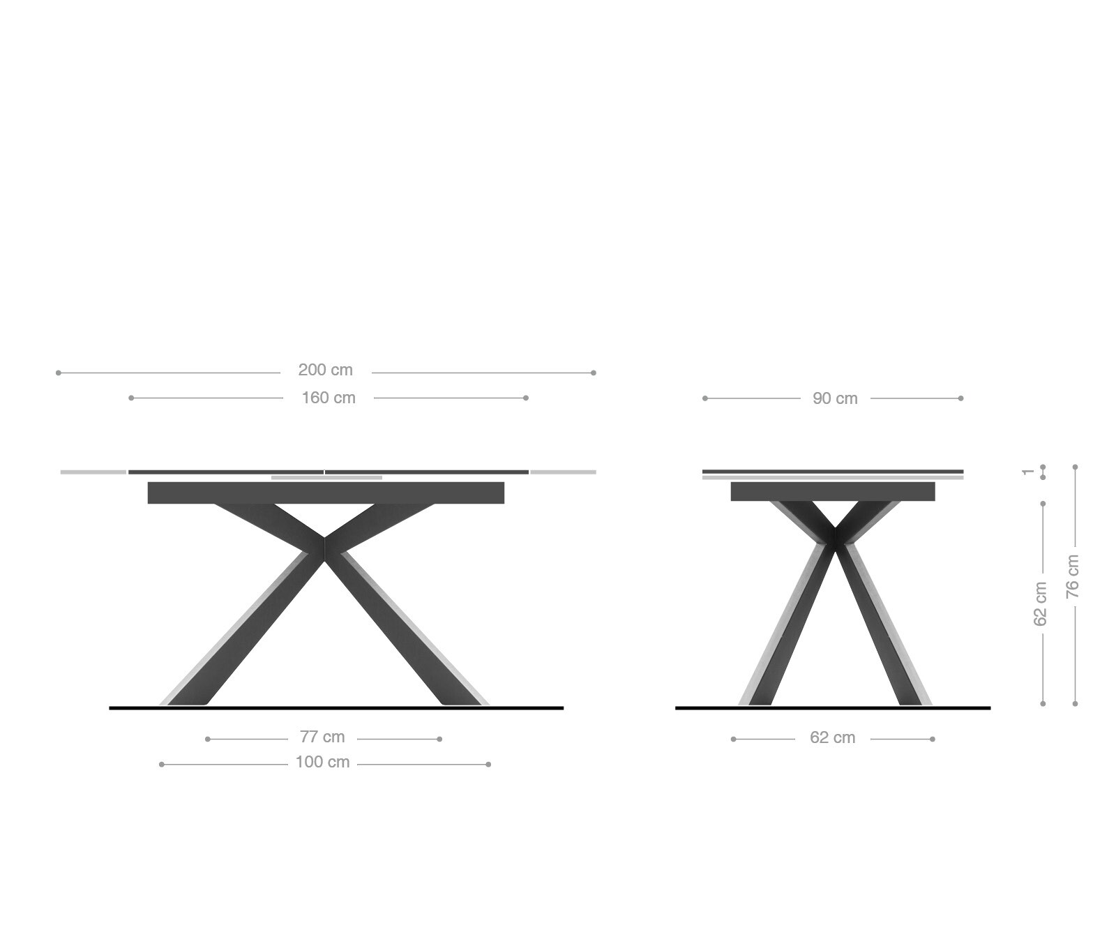 Table-manger Daven 160/200x90 cm céramique métal marron extensible 8