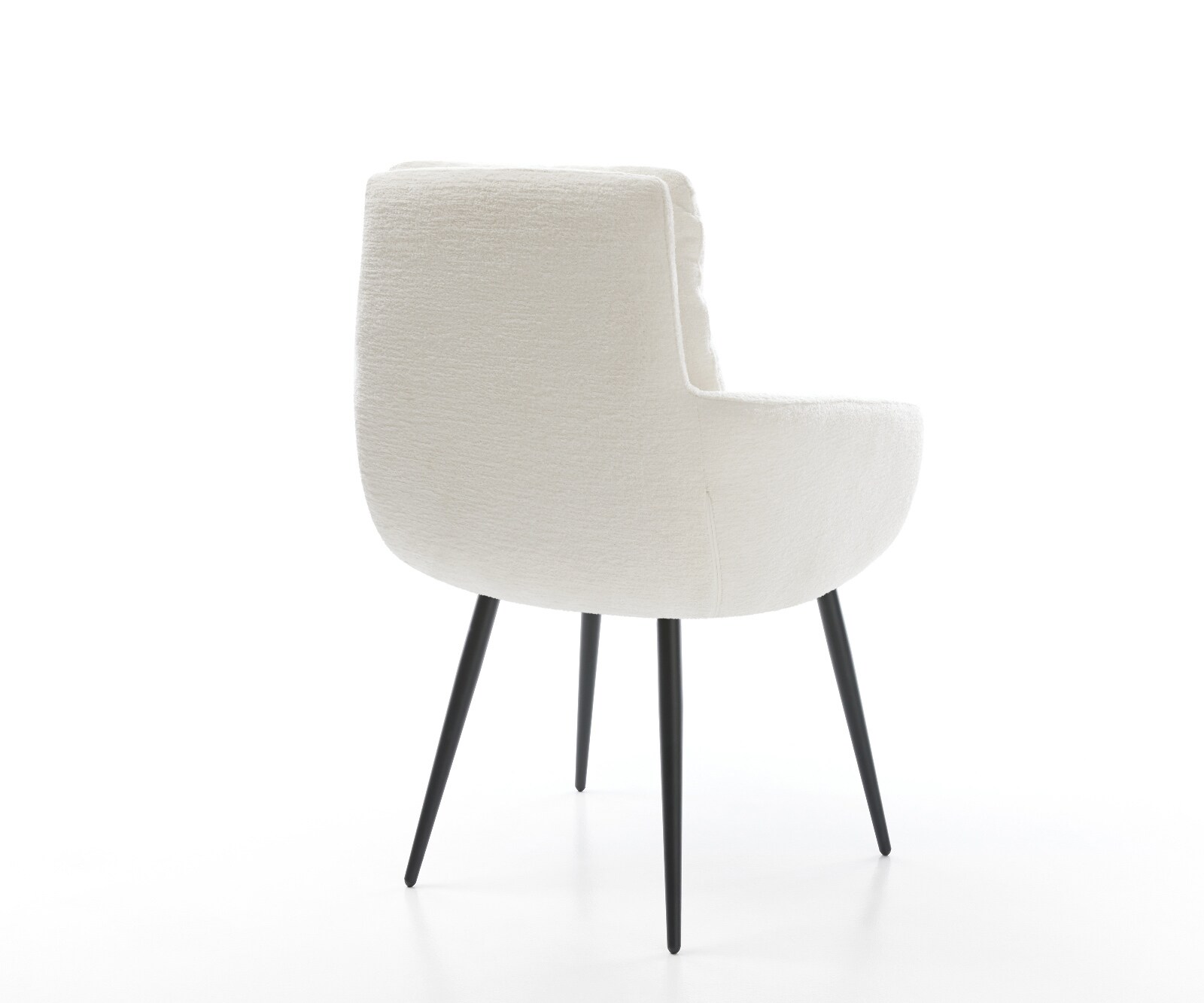 Chaise-de-salle-à-manger Abelia-Flex avec accoudoirs bouclé doux beige 4 pieds coniques noir 5