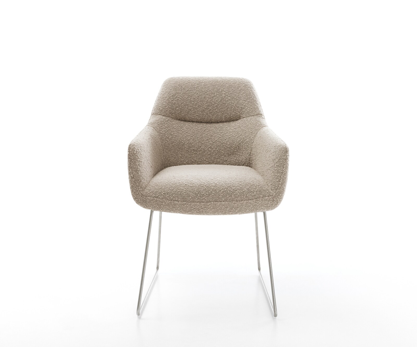 Chaise-de-salle-à-manger Pejo-Flex bouclé boue pied trapèze acier inoxydable ressorts ensachés 1