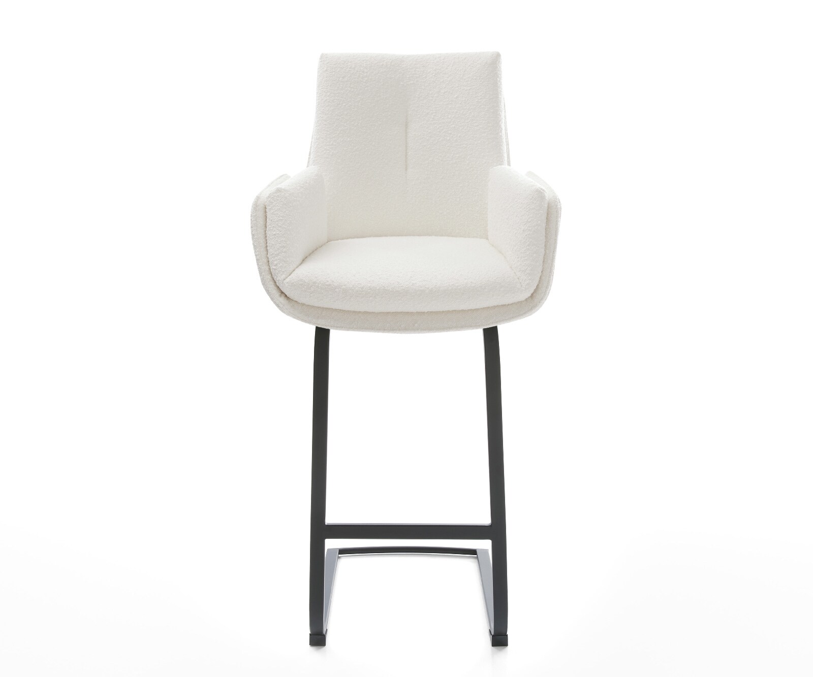 Chaise-de-bar Clea-Flex Bouclé Crème-blanc Pied cantilever plat noir Noir 1