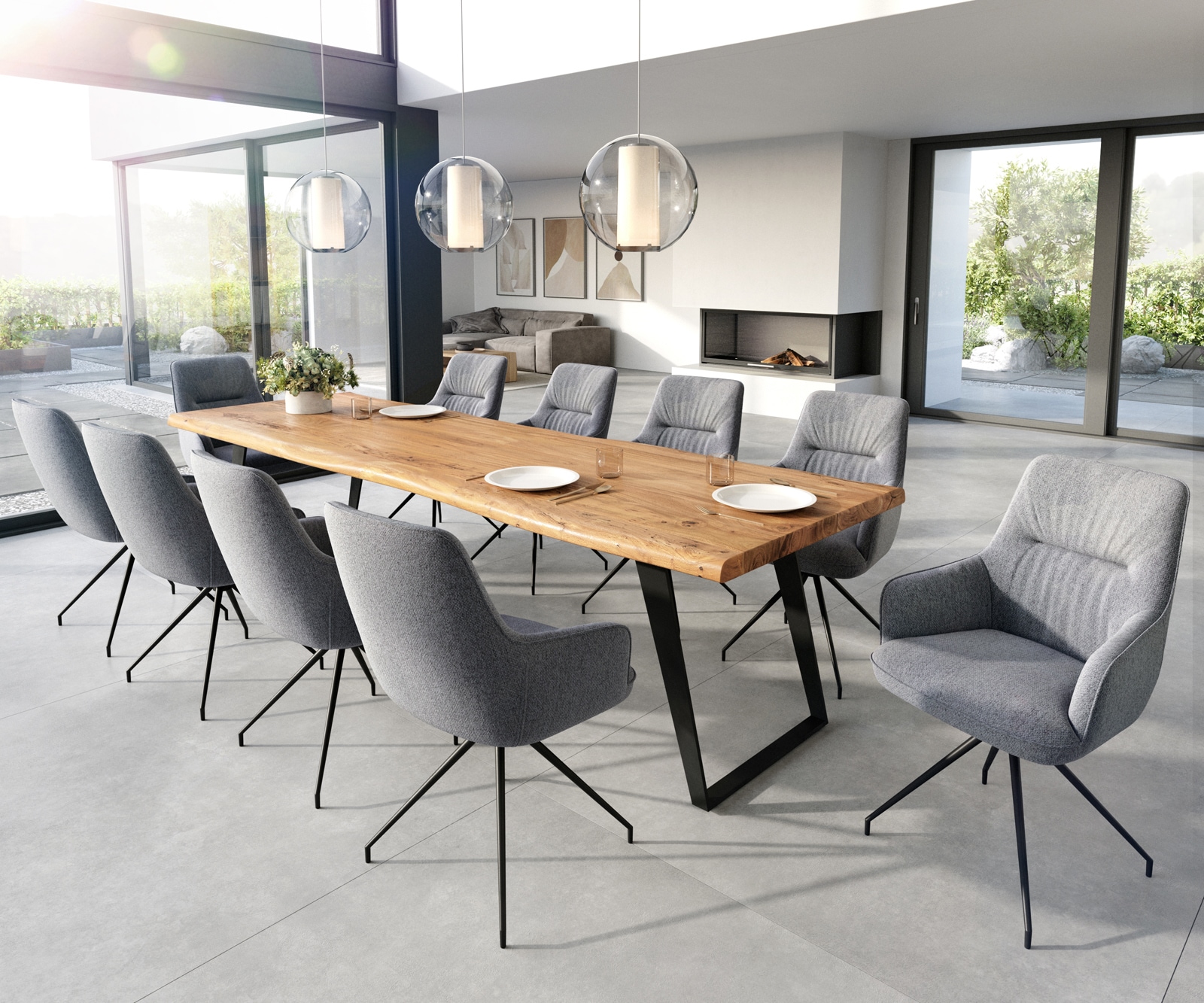 Chaise-de-salle-à-manger Zelia-Flex avec accoudoirs tissu texturé gris clair pied croisé conique noir ressorts ensachés 3 Chaise-de-salle-à-manger Zelia-Flex avec accoudoirs tissu texturé gris clair pied croisé conique noir ressorts ensachés 3