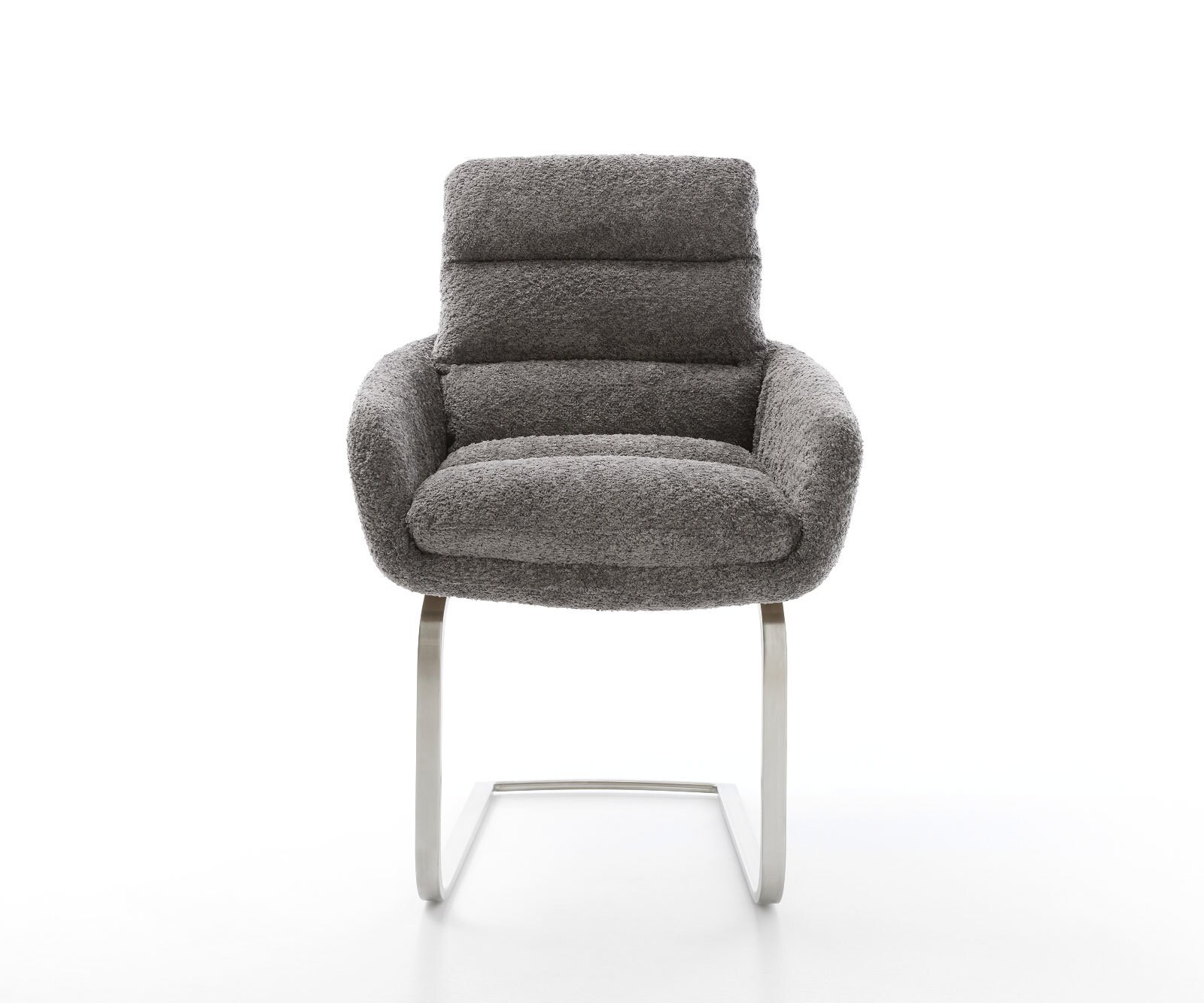 Cantilever Abelia-Flex avec accoudoirs bouclé gris pied cantilever plat acier inoxydable brossé 1 Cantilever Abelia-Flex avec accoudoirs bouclé gris pied cantilever plat acier inoxydable brossé 1