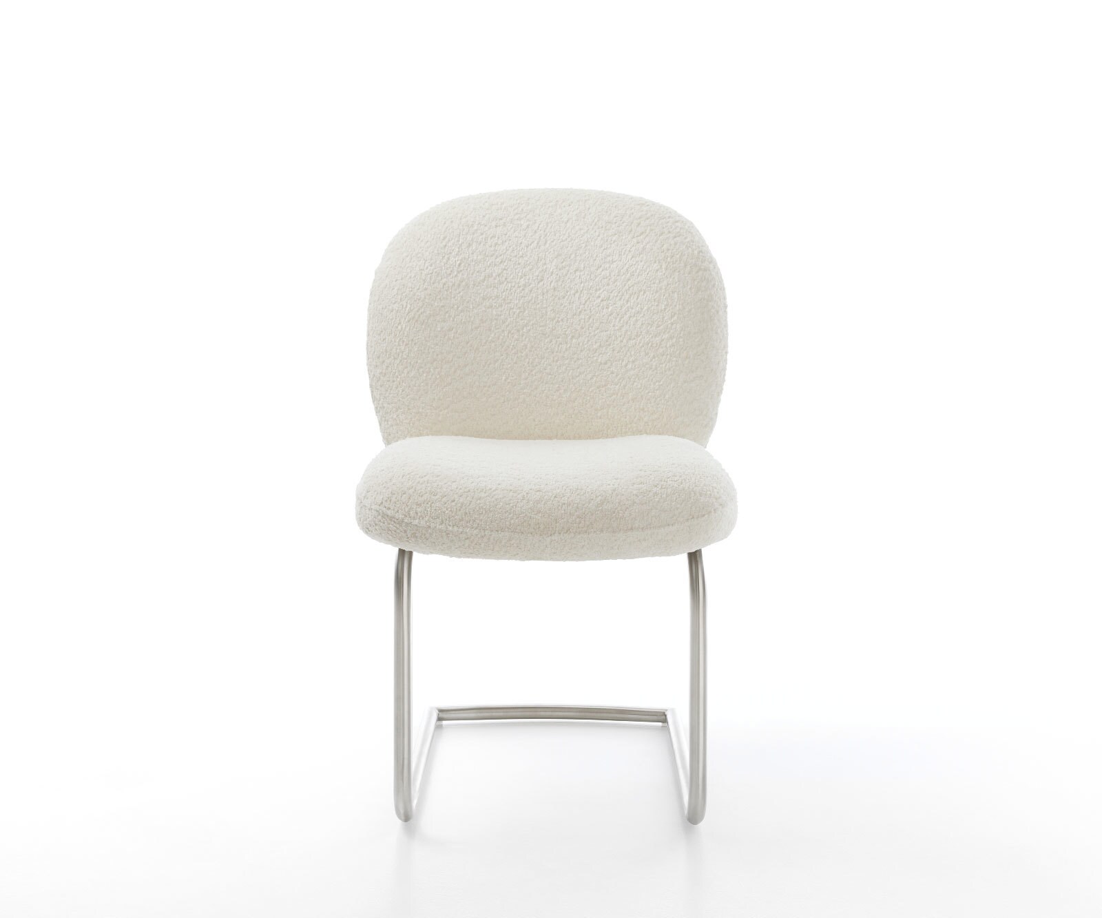 Cantilever Nube-Flex bouclé blanc pied cantilever rond acier inoxydable brossé ressorts ensachés 2