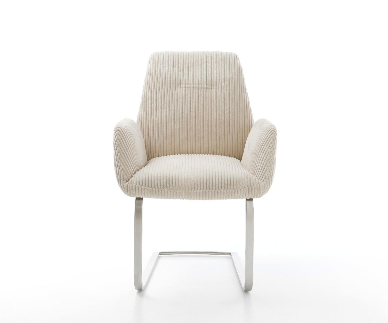 Cantilever Zoa-Flex côtelé beige vintage pied cantilever plat acier inoxydable brossé ressorts ensachés 1