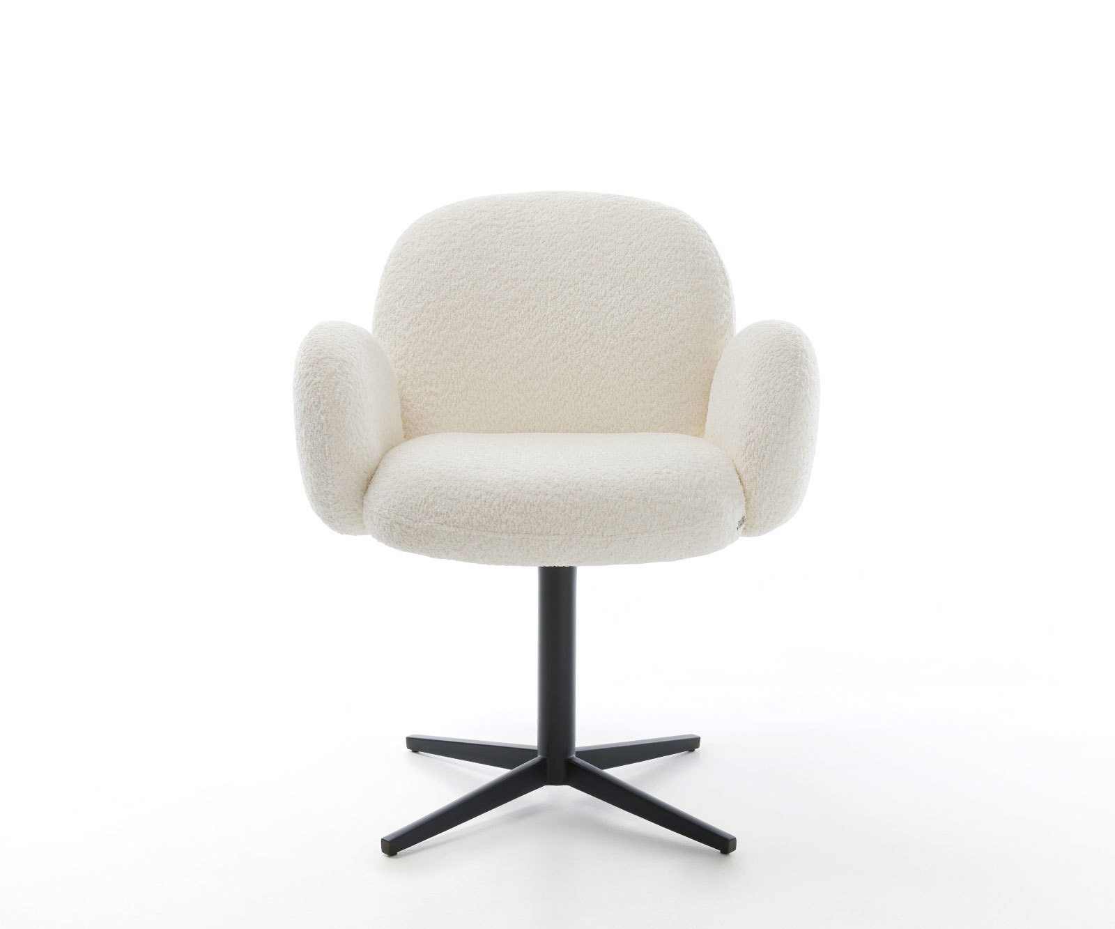 Chaise-pivotante Nube-Flex avec accoudoirs bouclé blanc pied de chaise 4 branches noir pivotement sur 360° ressorts ensachés 2