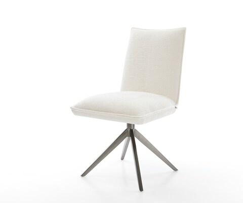 Chaise-pivotante Lelio-Flex bouclé doux beige pied croisé large grafiete pivotement sur 360° fonction bascule resorts ensachés