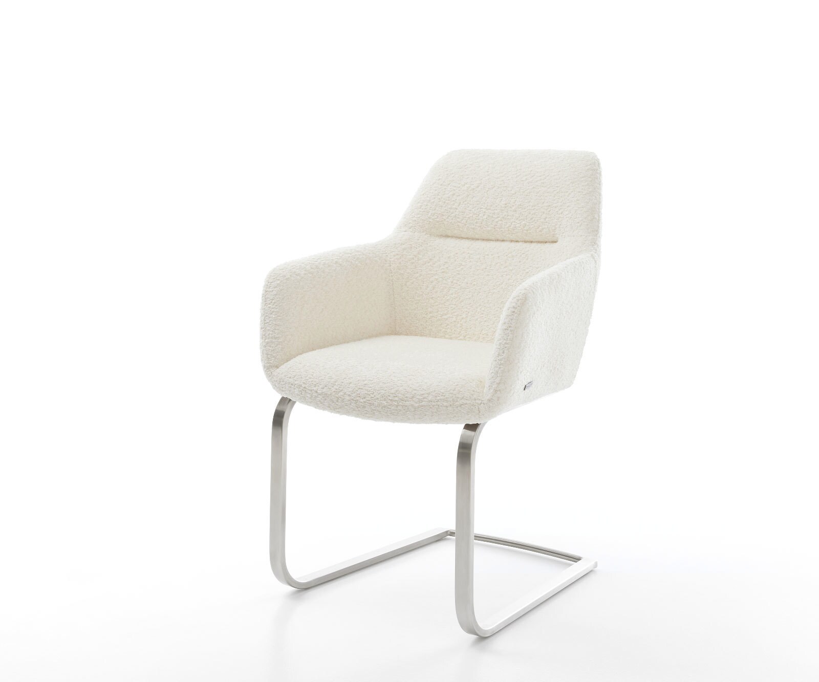 Cantilever Pejo-Flex bouclé blanc pied cantilever plat acier inoxydable brossé ressorts ensachés