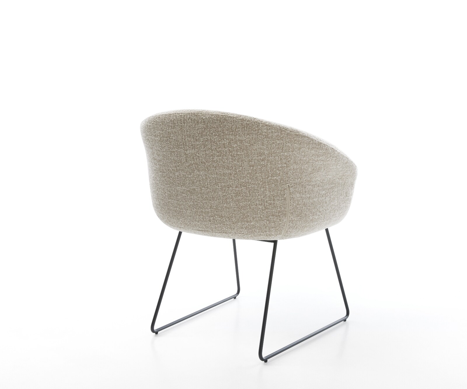 Chaise-de-salle-à-manger Vinka-Flex avec accoudoirs tissu tissé doux beige pied trapèze noir resorts ensachés 5