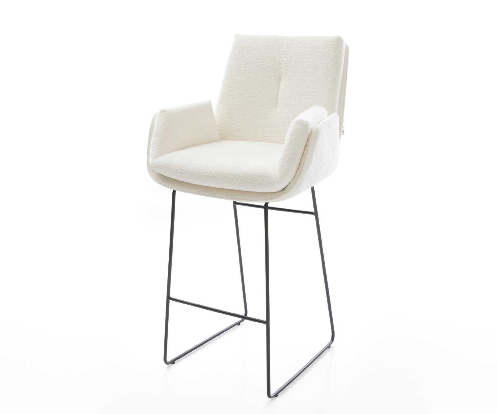 Chaise-de-bar Clea-Flex Bouclé doux Beige Pied trapèze noir Noir