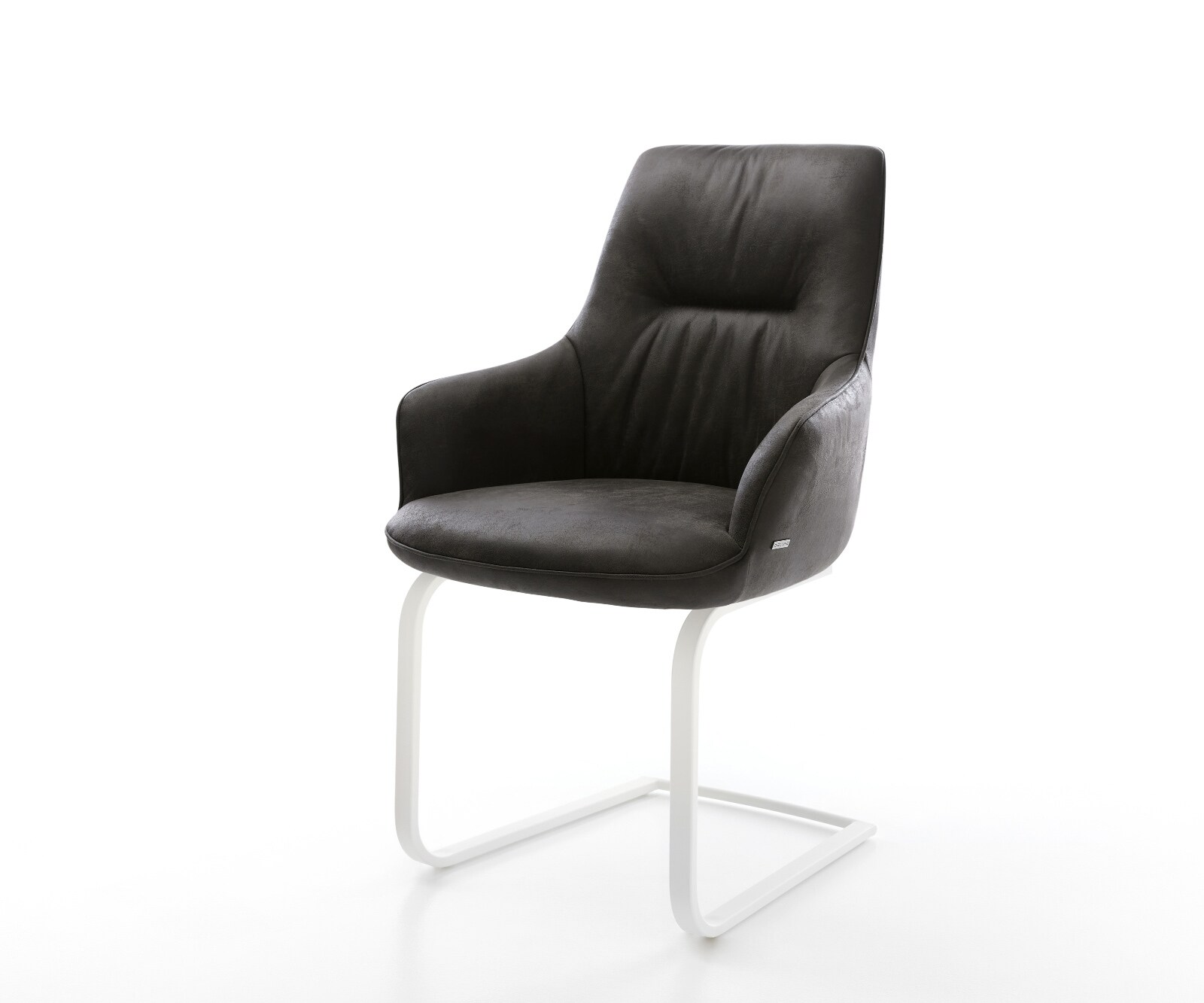Cantilever Zelia-Flex avec accoudoirs microfibre antracite vintage pied cantilever plat blanc ressorts ensachés 1