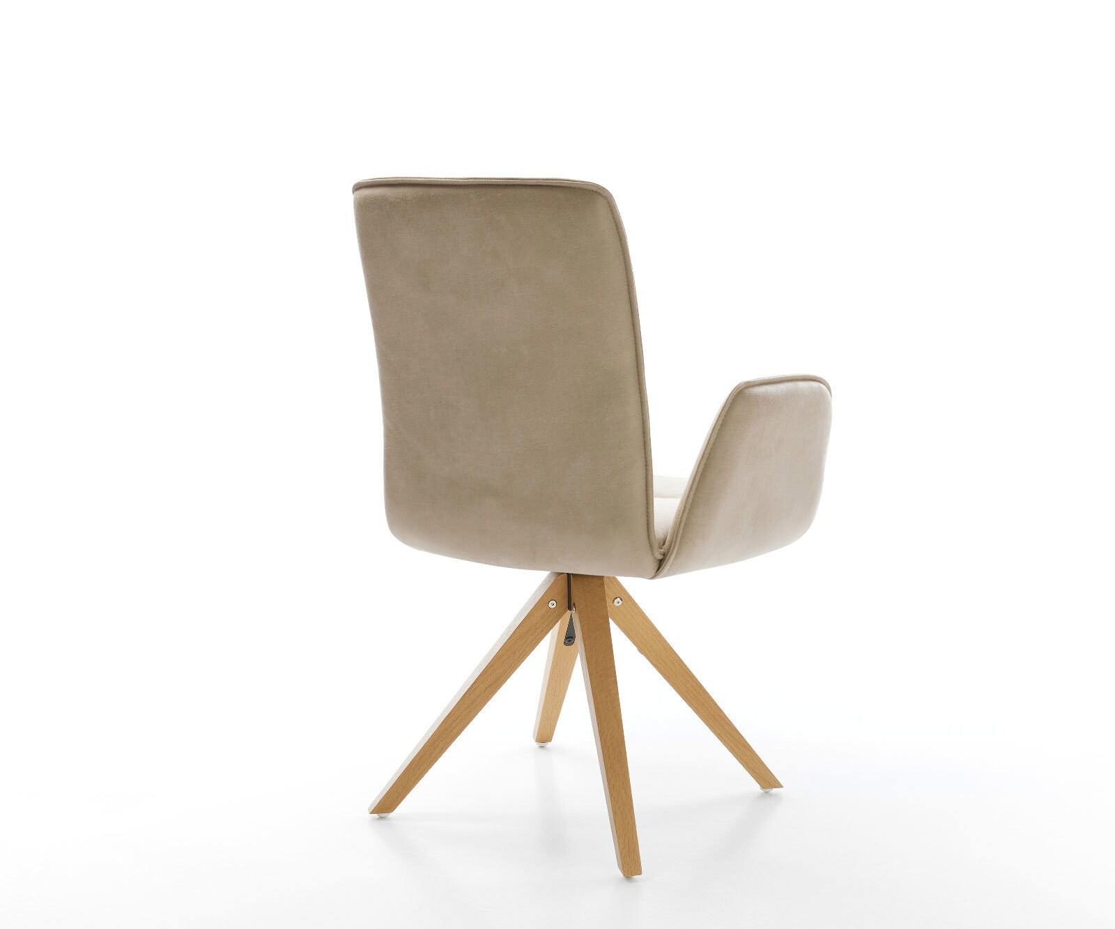 Chaise-de-salle-à-manger Vinja-Flex microvelours beige vintage pied en bois angulaire naturel 4