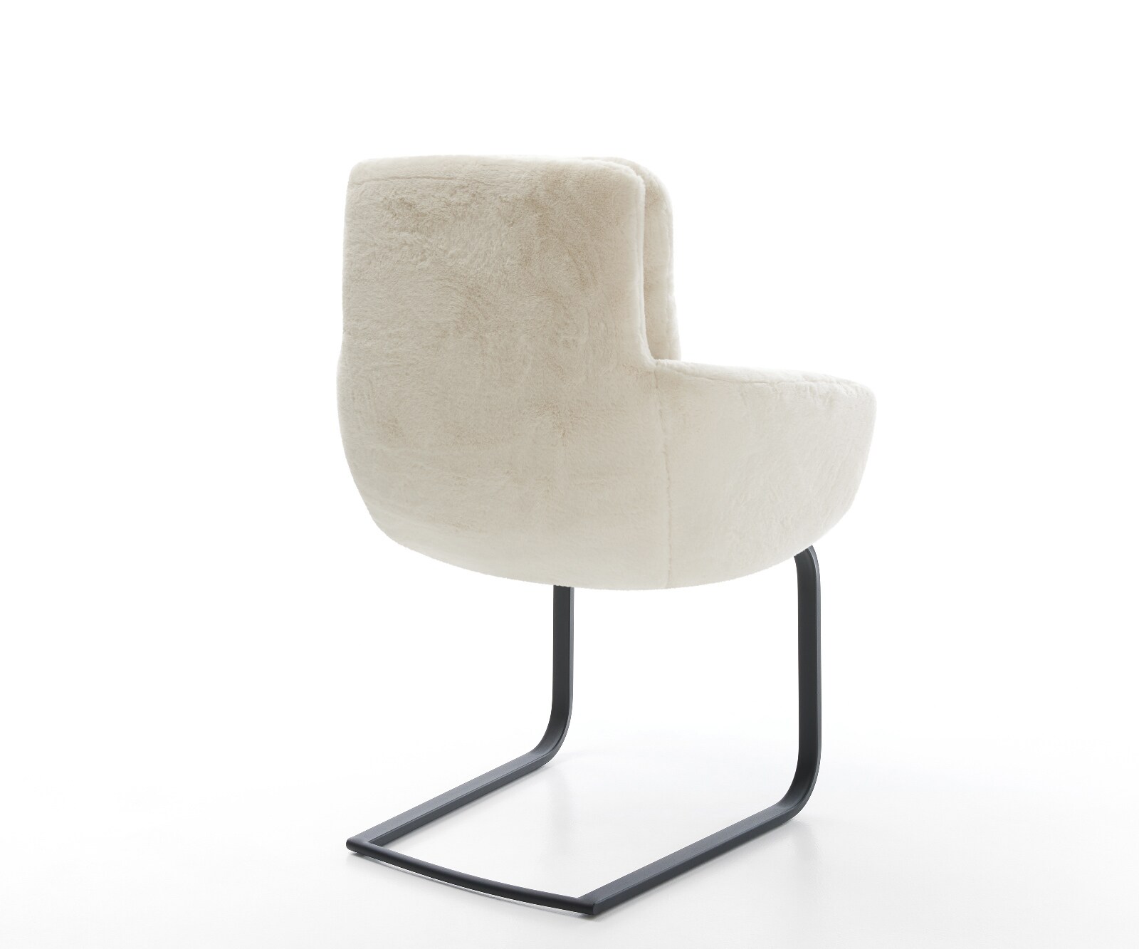 Cantilever Abelia-Flex avec accoudoirs peluche crème-blanc pied cantilever plat noir 4