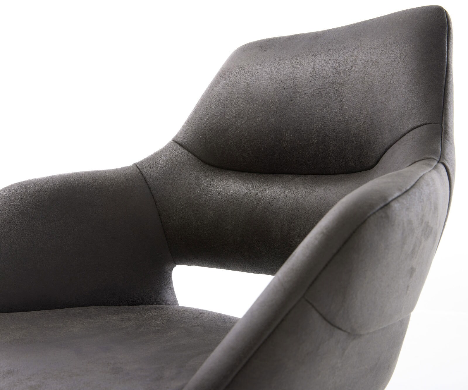 Chaise-pivotante Yago-Flex avec accoudoirs microvelours anthracite vintage pied croisé large noir pivotement sur 360° fonction bascule ressorts ensachés 4