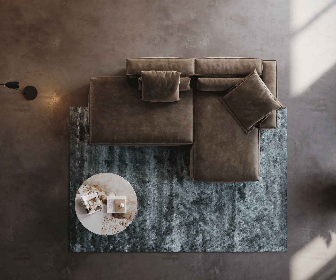 Canapé d'angle Freestyle 310x200 cm Tissu microfibre Taupe Vintage couture passepoilée 5