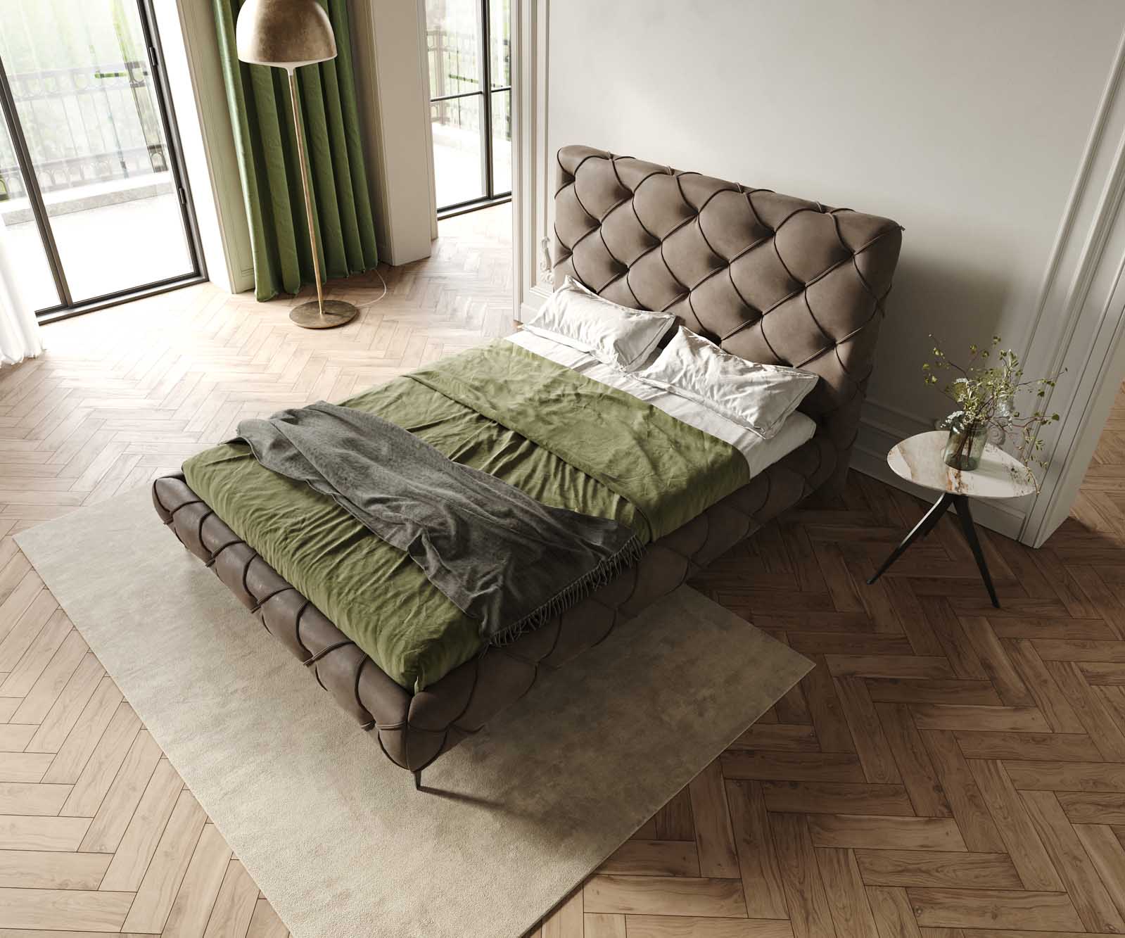 Sommier-rembourré Nayara 140x200 cm microfibre taupe vintage 3