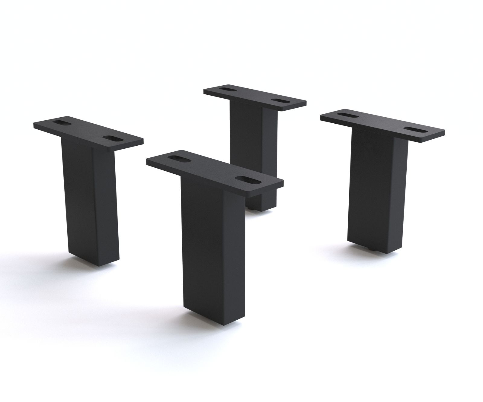Pied-carré 12,5 cm métal noir pour tous types de meubles (set de 4)