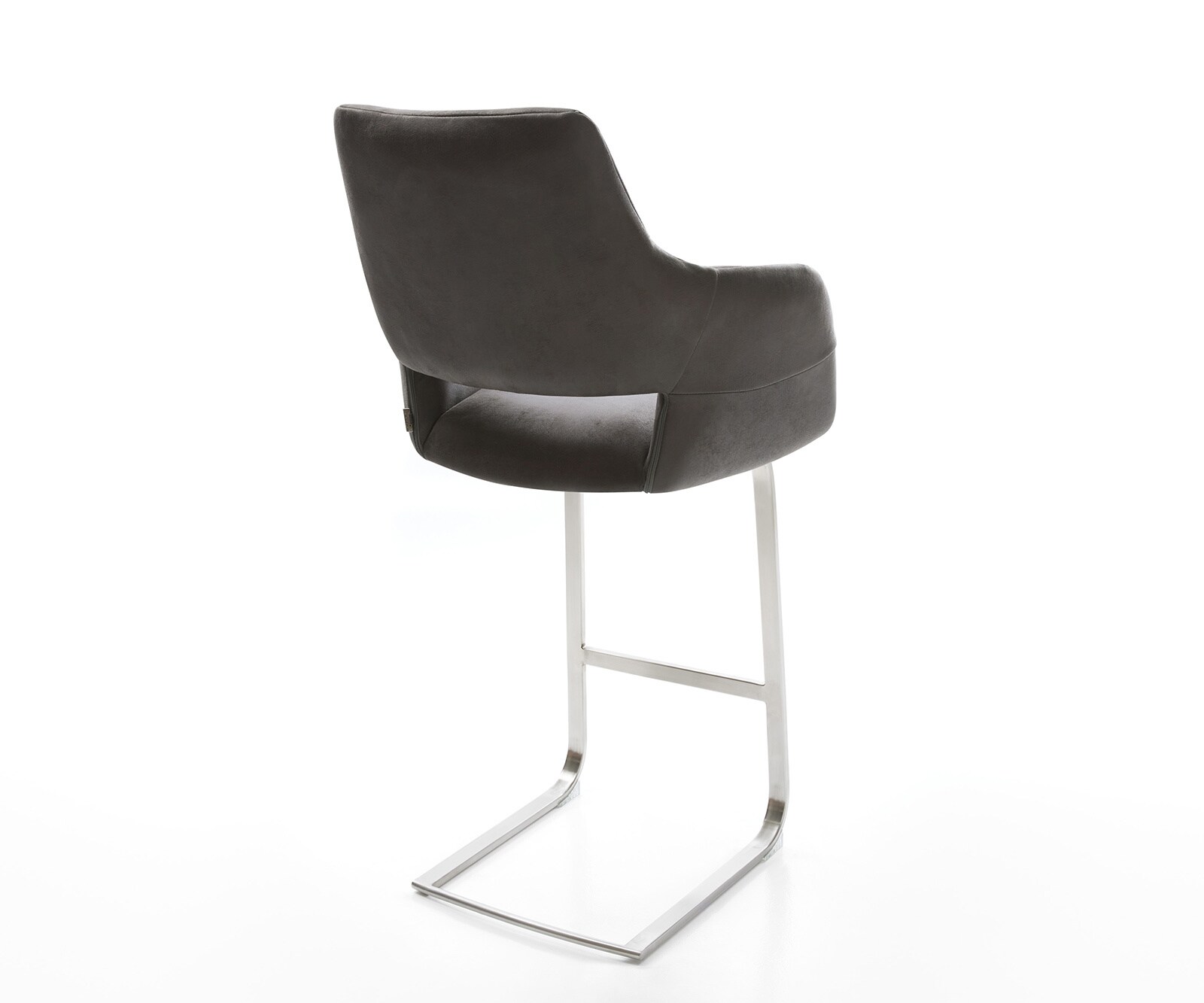 Chaise-de-bar Yago-Flex Microfibre Anthracite Vintage Chaise cantilever plate Acier inoxydable Ressorts ensachés 4