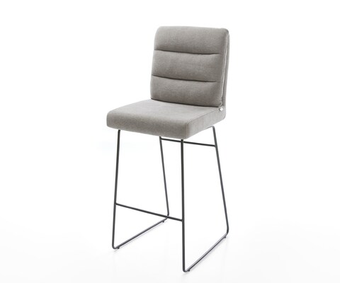 Chaise-de-bar Pela-Flex Tissu structuré doux Gris Pied trapèze noir Noir