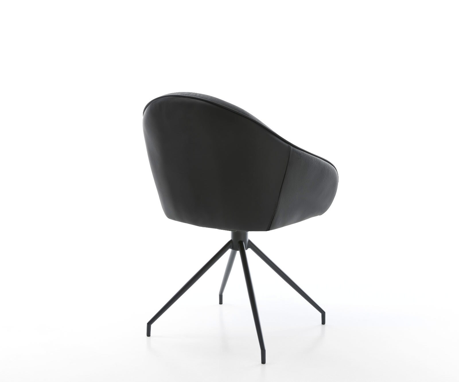 Chaise-de-salle-à-manger Gaio-Flex cuir de vache noir pied croisé conique noir 4 Chaise-de-salle-à-manger Gaio-Flex cuir de vache noir pied croisé conique noir 4