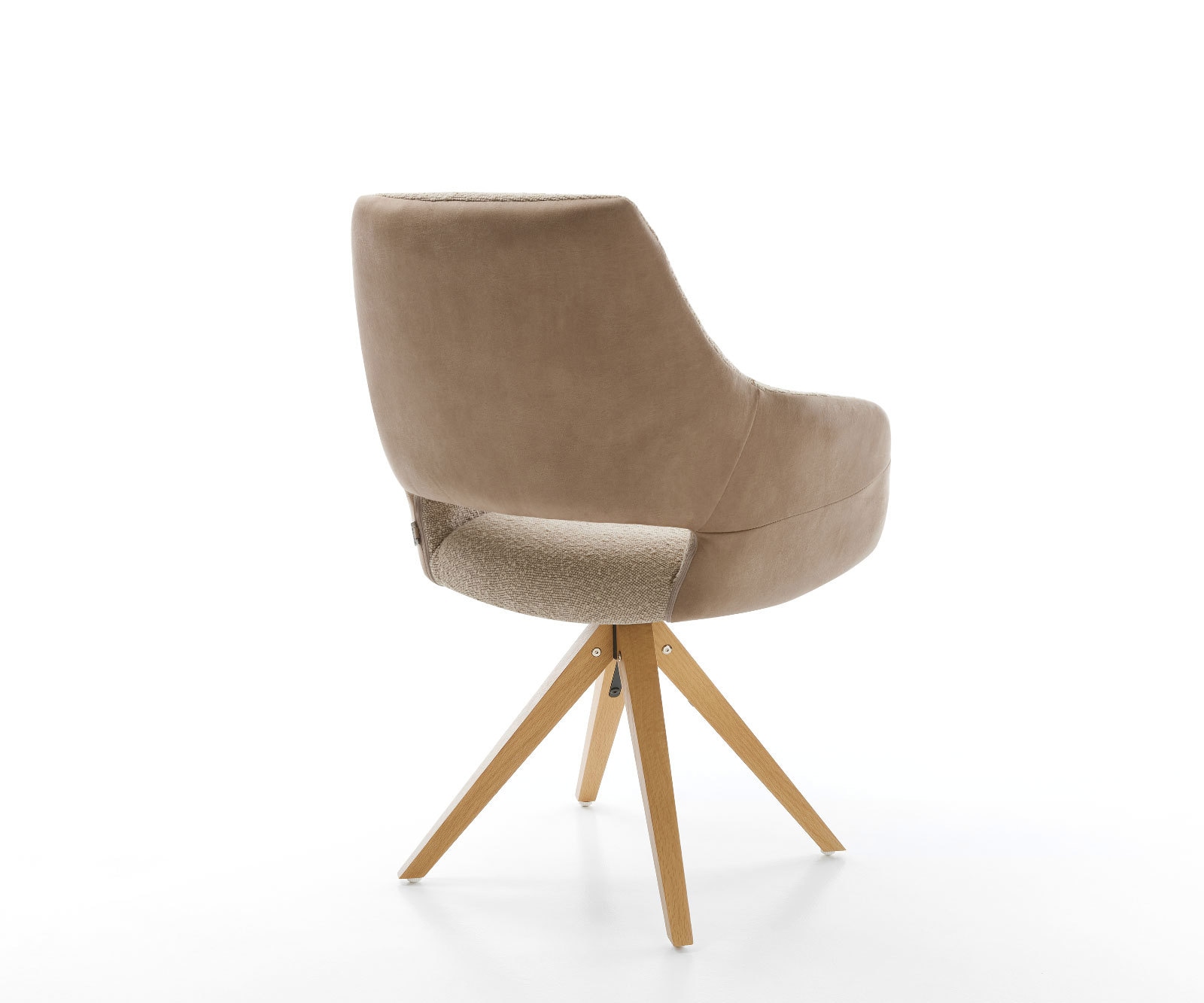 Chaise-pivotante Yago-Flex avec accoudoirs tissu mixte couleur boue pied en bois angulaire blanc pivotement sur 180° ressorts ensachés 4 Chaise-pivotante Yago-Flex avec accoudoirs tissu mixte couleur boue pied en bois angulaire blanc pivotement sur 180° ressorts ensachés 4