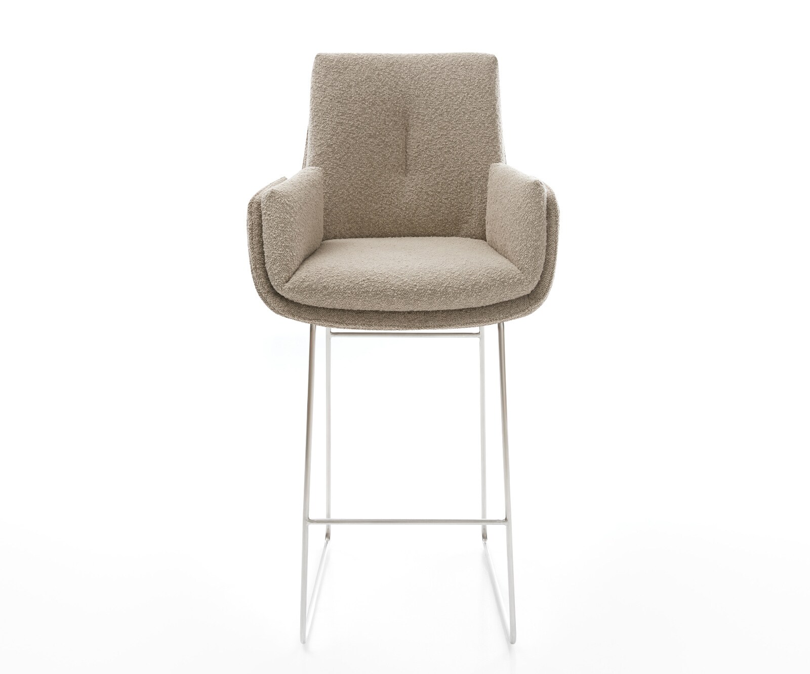 Chaise-de-bar Clea-Flex Bouclé Boue Pied trapèze acier inoxydable Argent 1