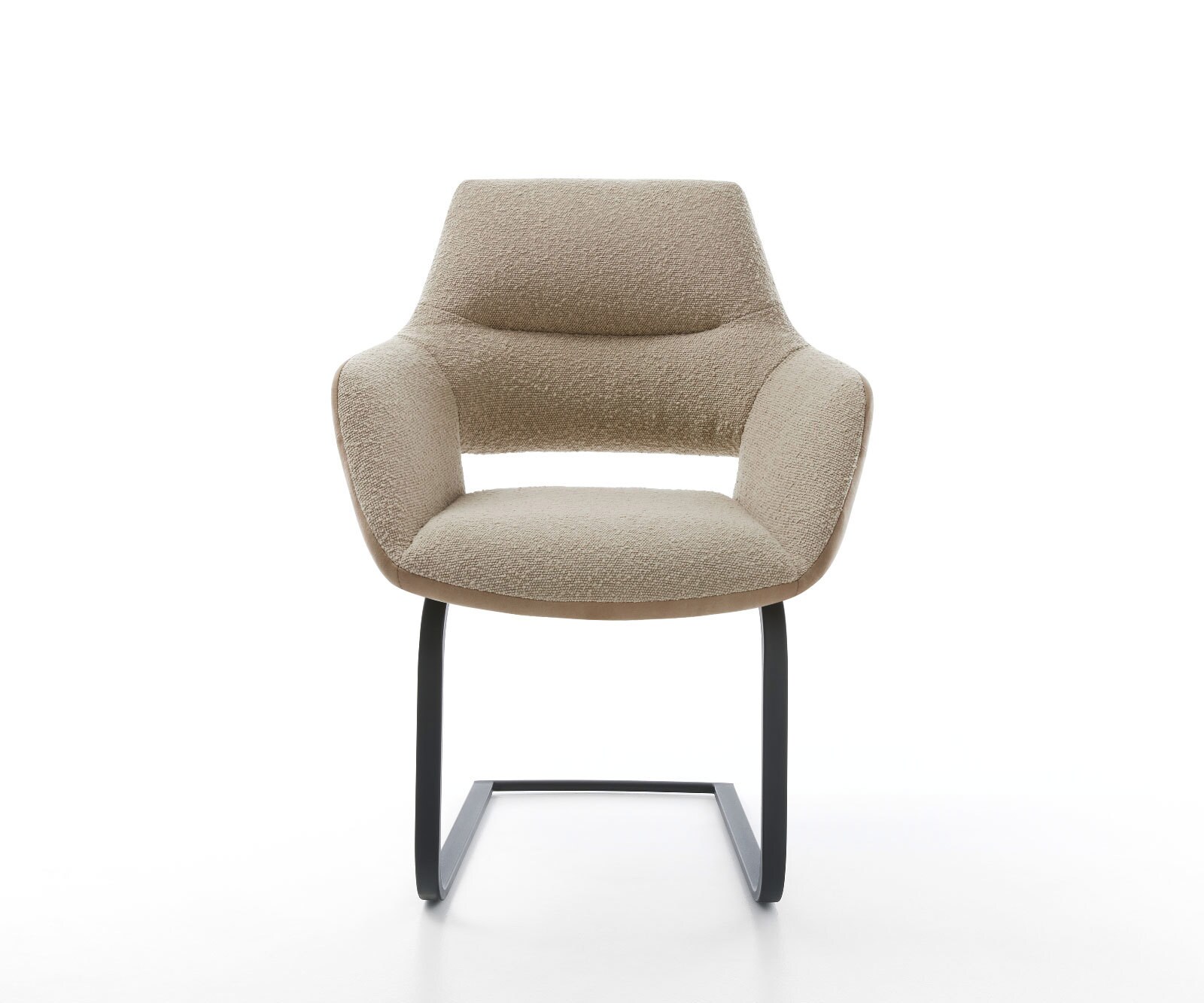 Cantilever Yago-Flex avec accoudoirs tissu mixte couleur boue pied cantilever plat noir ressorts ensachés 1 Cantilever Yago-Flex avec accoudoirs tissu mixte couleur boue pied cantilever plat noir ressorts ensachés 1