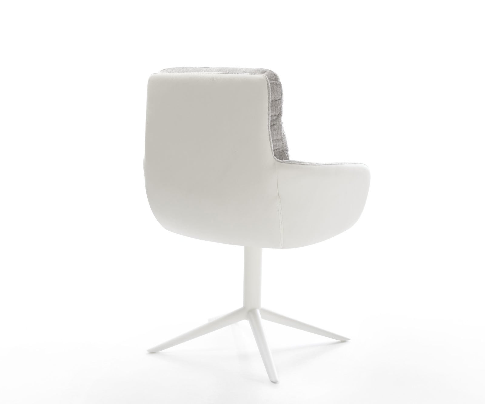 Chaise-pivotante Abelia-Flex avec accoudoirs tissu mixte cuir de vache blanc-gris argenté pied de chaise 4 branches blanc pivotement sur 360° fonction bascule 4 Chaise-pivotante Abelia-Flex avec accoudoirs tissu mixte cuir de vache blanc-gris argenté pied de chaise 4 branches blanc pivotement sur 360° fonction bascule 4