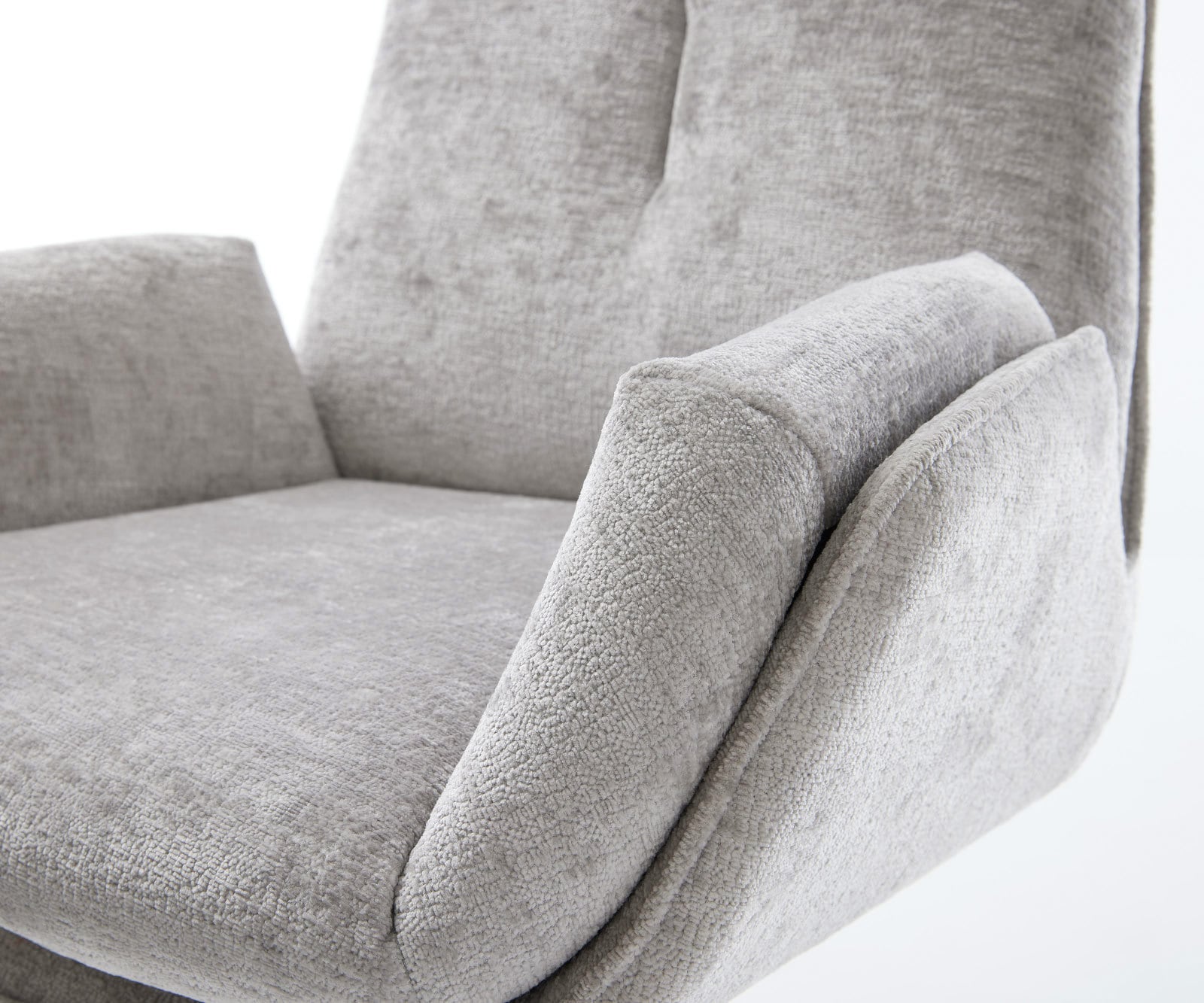 Chaise-pivotante Clea-Flex chenille gris argenté pied croisé conique acier inoxydable brossé pivotement sur 180° 3 Chaise-pivotante Clea-Flex chenille gris argenté pied croisé conique acier inoxydable brossé pivotement sur 180° 3