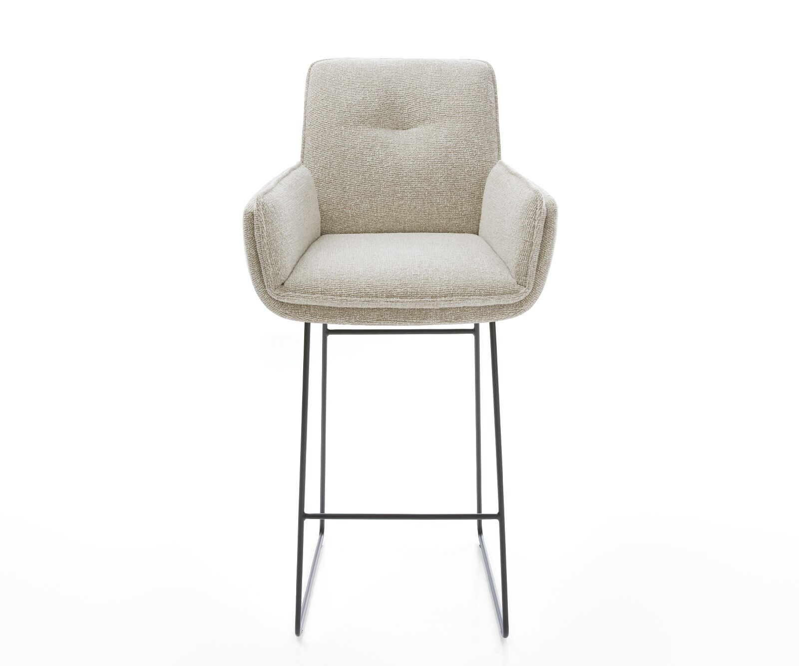 Chaise-de-bar Nela-Flex Tissu tissé doux Beige Pied trapèze noir Noir 1