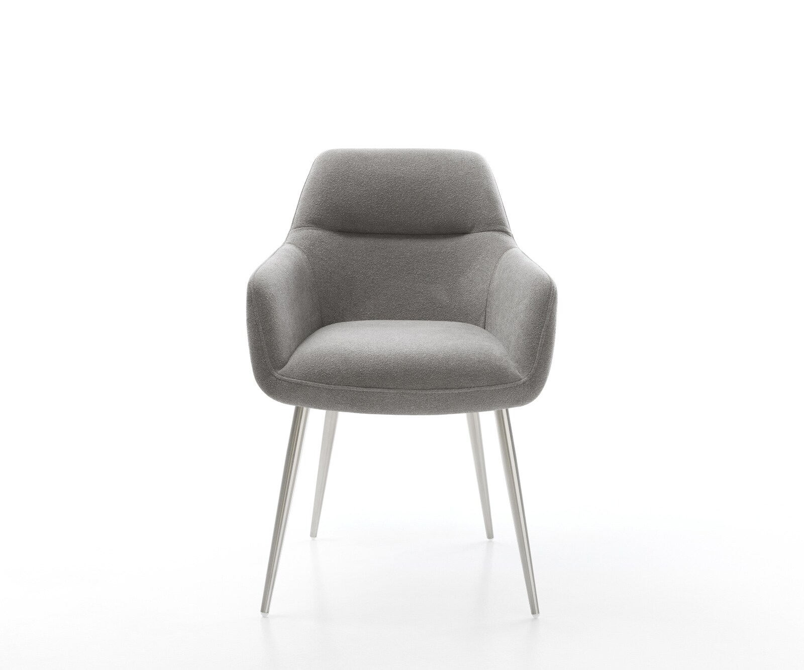 Chaise-de-salle-à-manger Pejo-Flex tissu structuré doux gris 4 pieds coniques acier inoxydable resorts ensachés 2