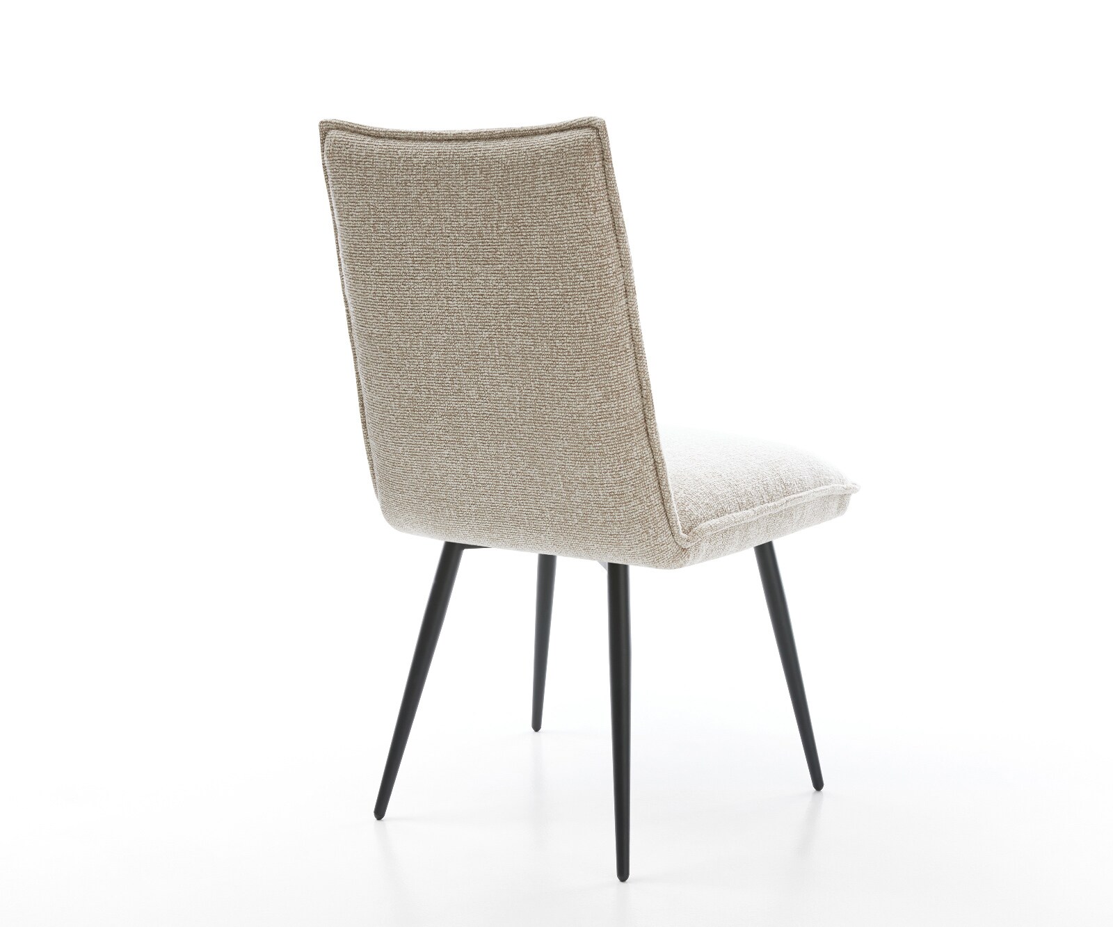 Chaise-de-salle-à-manger Lelio-Flex tissu tissé doux beige 4 pieds coniques noir resorts ensachés 5