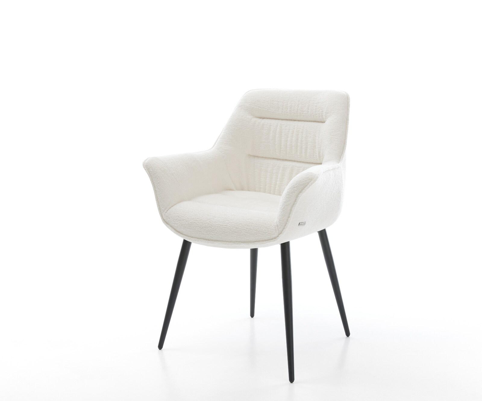 Chaise-de-salle-à-manger Kaira-Flex bouclé doux beige 4 pieds coniques noir