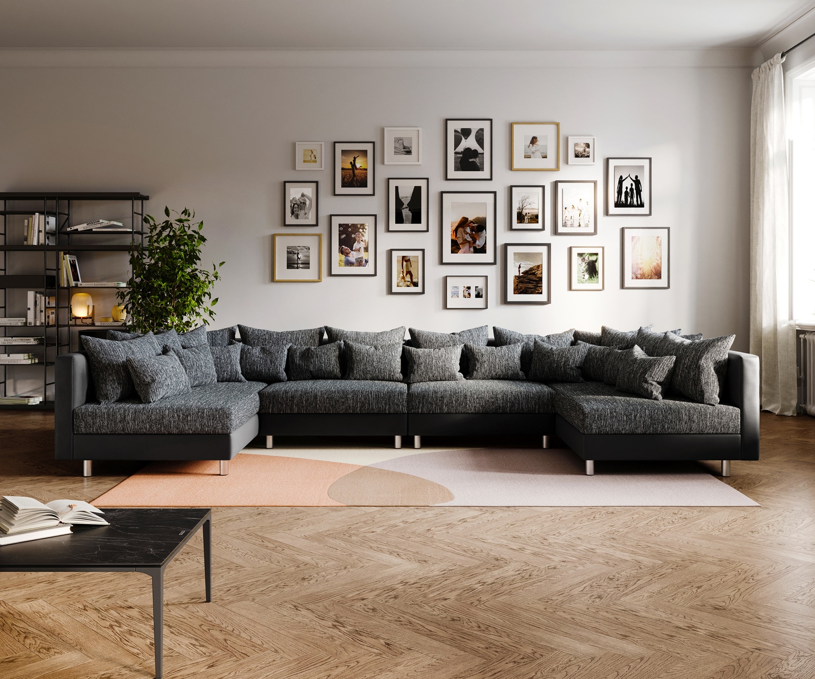 Canapé-Panoramique Clovis XL noir canapé modulable extensible 3 Canapé-Panoramique Clovis XL noir canapé modulable extensible 3