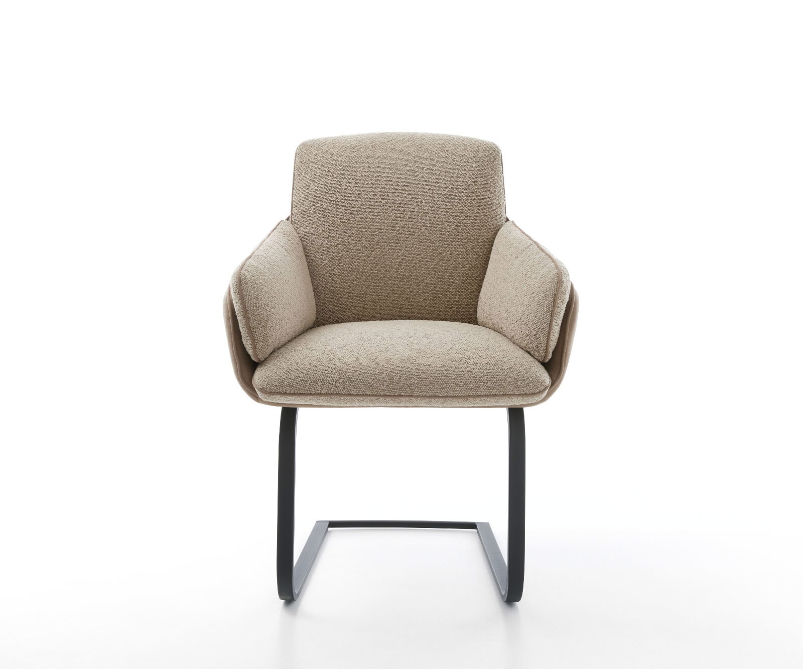 Cantilever Luan-Flex avec accoudoirs tissu mixte couleur boue pied cantilever plat noir 1 Cantilever Luan-Flex avec accoudoirs tissu mixte couleur boue pied cantilever plat noir 1