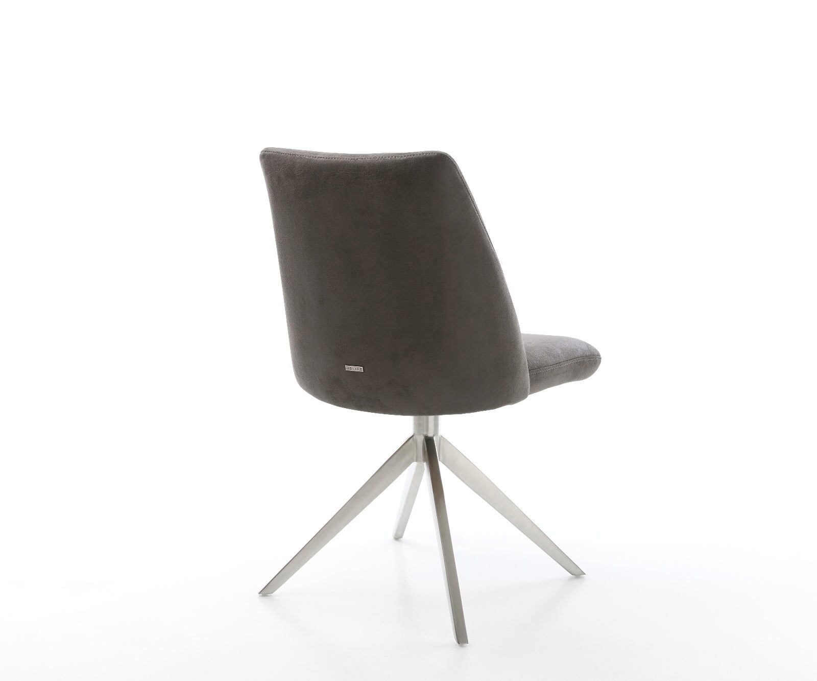 Chaise-pivotante Elso-Flex microvelours anthracite vintage pied croisé large acier inoxydable brossé pivotement sur 360° fonction bascule ressorts ensachés 4