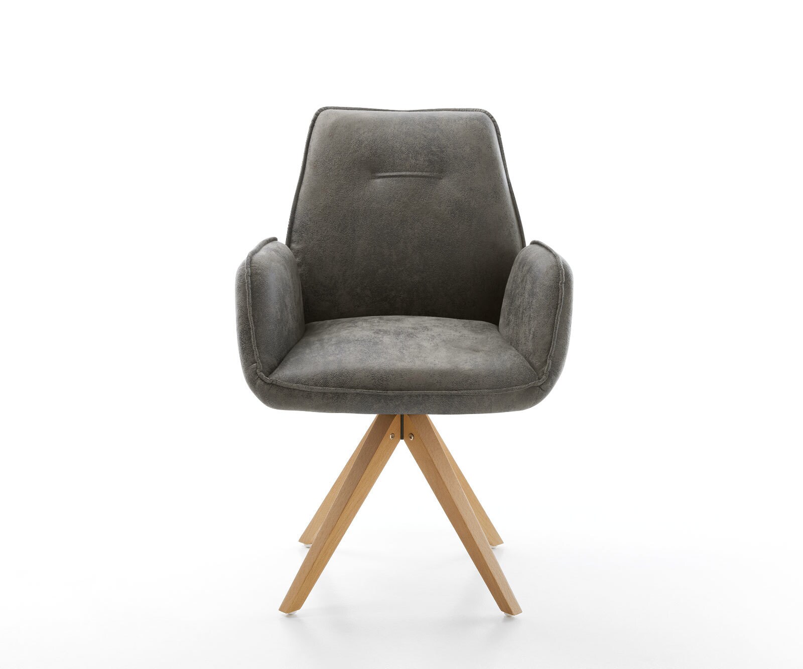 Chaise-de-salle-à-manger Zoa-Flex microvelours gris antique pied en bois angulaire naturel ressorts ensachés 1