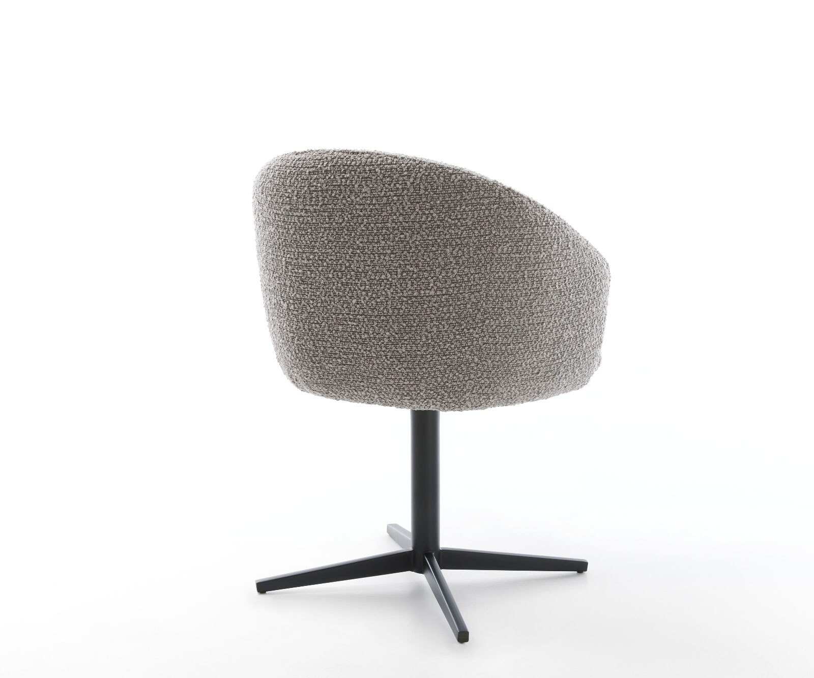 Chaise-pivotante Caja-Flex avec accoudoirs bouclé gris argenté pied de chaise 4 branches noir pivotement sur 360° ressorts ensachés 4
