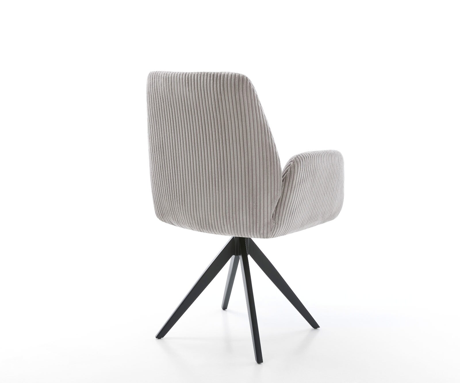 Chaise-de-salle-à-manger Zoa-Flex côtelé gris argenté pied croisé angulaire noir ressorts ensachés 4 Chaise-de-salle-à-manger Zoa-Flex côtelé gris argenté pied croisé angulaire noir ressorts ensachés 4