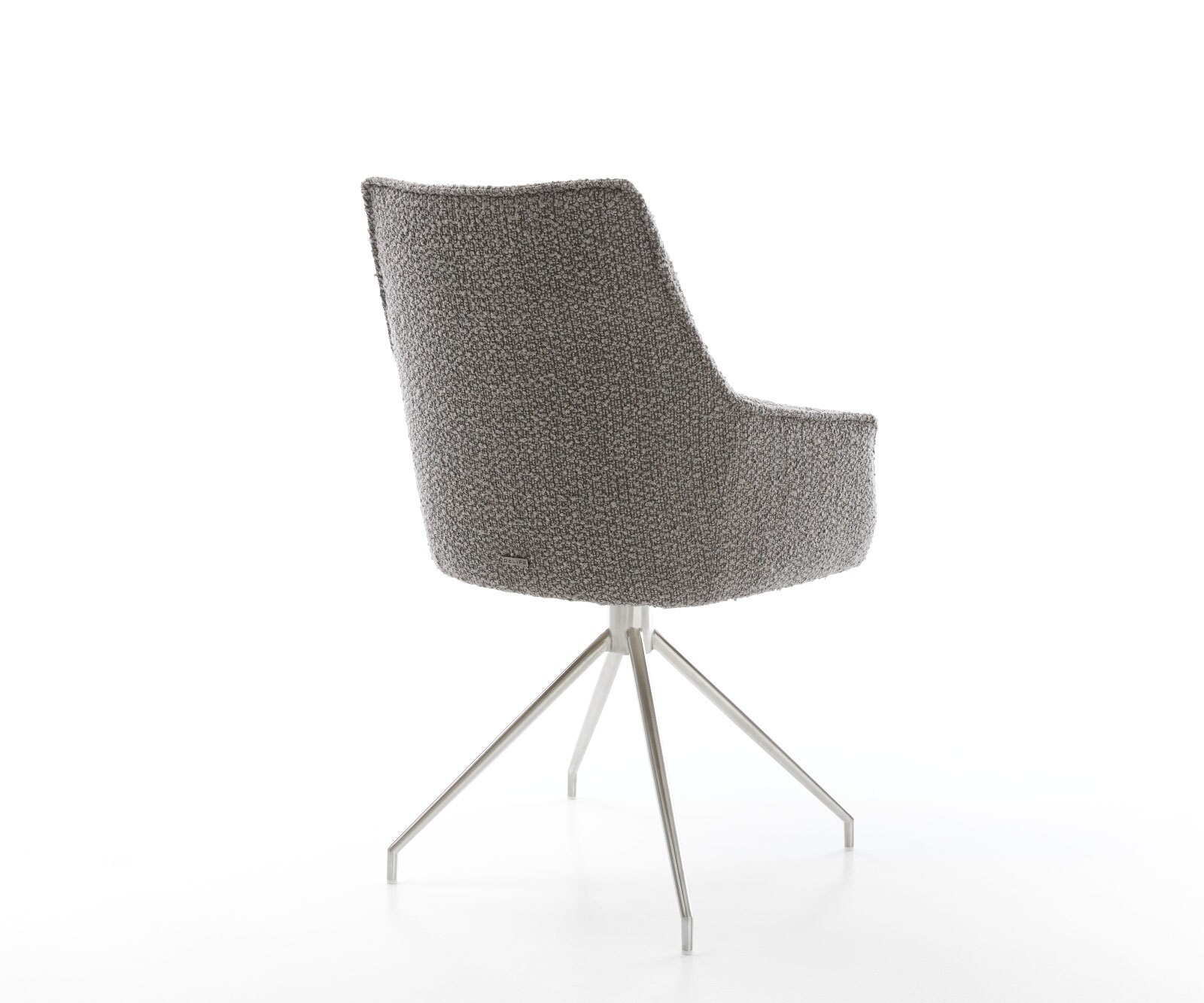 Chaise-pivotante Alja-Flex avec accoudoirs bouclé gris argenté pied croisé conique acier inoxydable brossé pivotement sur 180° ressorts ensachés 5