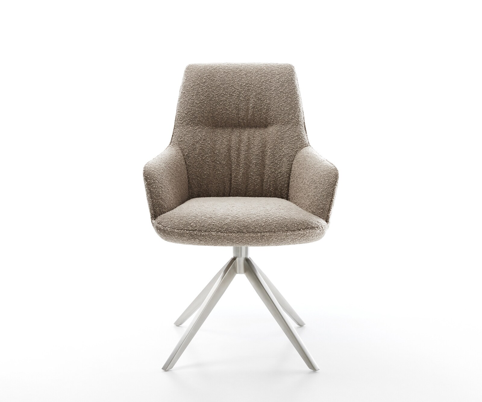 Chaise-pivotante Zelia-Flex avec accoudoirs bouclé boue pied croisé large acier inoxydable pivotement sur 360° fonction bascule ressorts ensachés 1