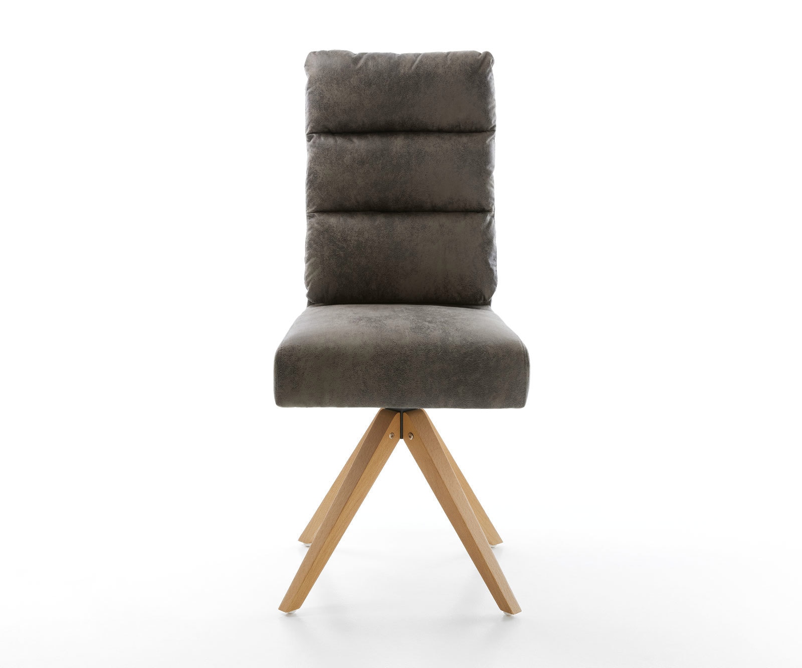 Chaise-de-salle-à-manger Pela-Flex microvelours gris antique pied en bois angulaire naturel ressorts ensachés 2