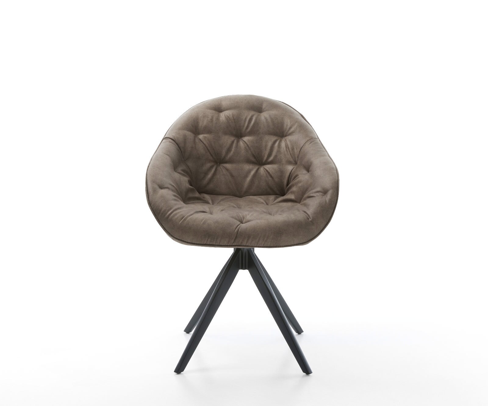 Chaise-de-salle-à-manger Gaio-Flex microvelours taupe vintage pied croisé angulaire noir 1 Chaise-de-salle-à-manger Gaio-Flex microvelours taupe vintage pied croisé angulaire noir 1