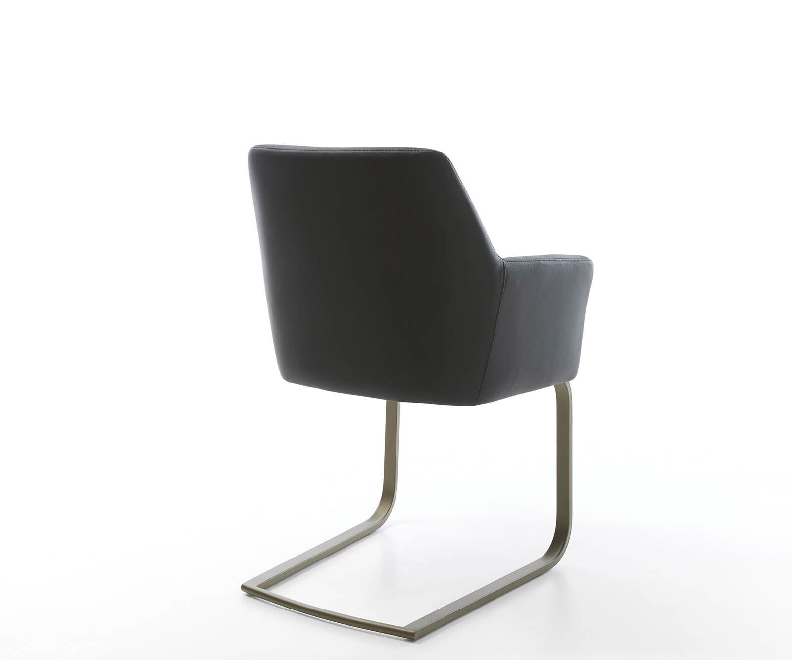 Cantilever Xana-Flex avec accoudoirs cuir de vache noir pied cantilever plat aspect titane ressorts ensachés 4